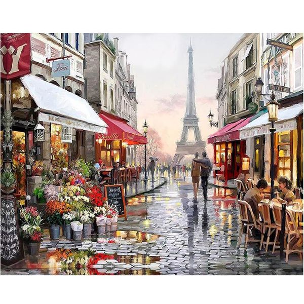 

gatyztory paint by numbers for adults children handpainted street scenic oil painting home decor acrylic bbysha
