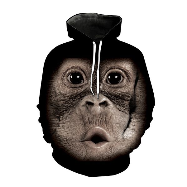 

новый дизайн gorilla печать 3d толстовка мужская осень одежда unisex с длинным рукавом свитера персонализированный crew neck hoodie свободны, Black