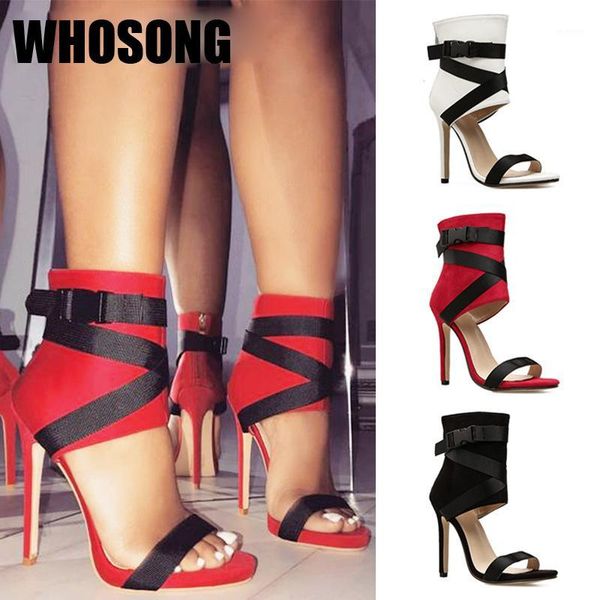 

new summer women sandals woman cross tied shoes girls high thin heels ladies footware soft sandals female red1, Black