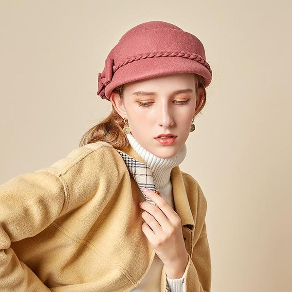 

boinas para mujer korean version of all-match braid bow beret hat ladies retro chapeau femme berets caps for women kapelusz 2021, Blue;gray