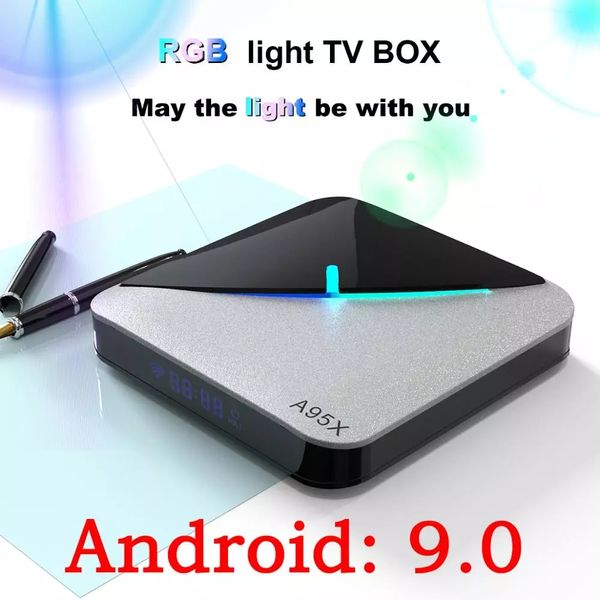 

android 9.0 rgb light smart tv box amlogic s905x3 1080p 4k 60fps wifi google player youtube a95x f3 air 8k tvbox