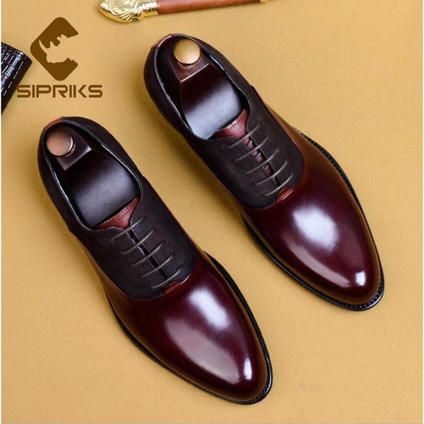 

sipriks итальянский ручной работы из натуральной кожи платье oxfords обувь красный коричневый черный формальное смокинг обувь офис мужской с, Black