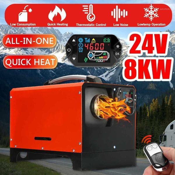 

24v 1-8kw adjustable all in one diesels air car heater new red lcd switch+ remote control integrated machine for van boat rv1