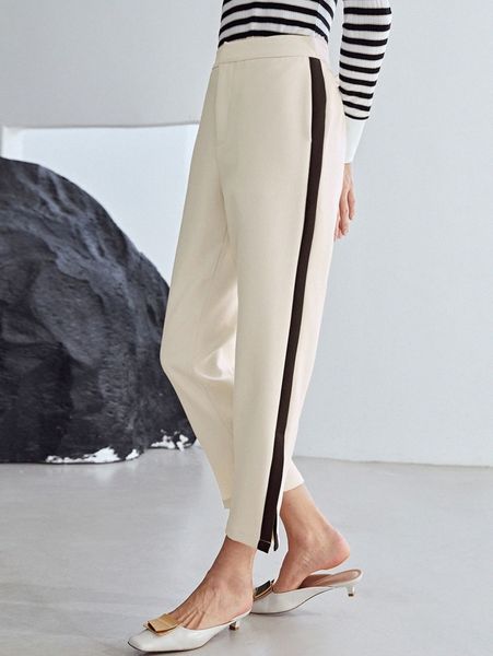 

motf premium viscose straight fit split pants 74ji#, Black;white