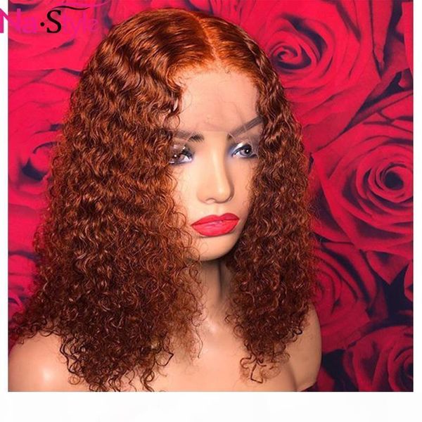 

ginger orange 360 lace front human hair wig pre-plucked short deep curly bob wig glueless 13x6 lace front wigs 180 density remy, Black;brown