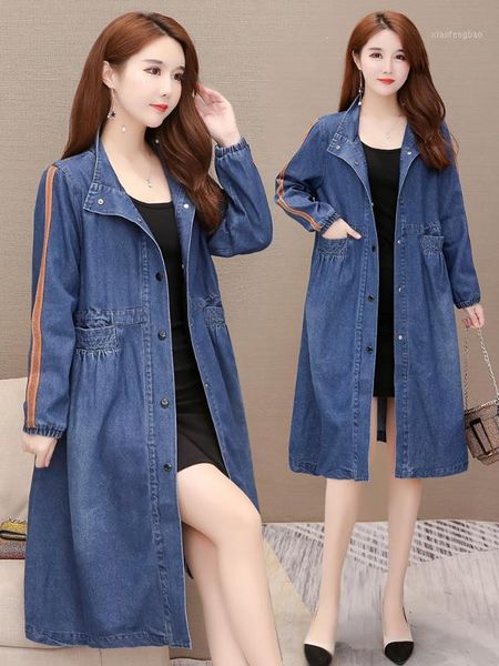 

denim windbreaker women fashion thin coat womens jeans trench outerwear spring clothes1, Tan;black