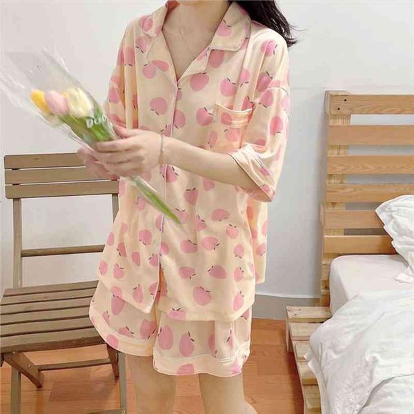 

peach pajamas woman summer pijama kawaii home clothes for women pyjamas short pajama for women sleepwear nightie, Black;red