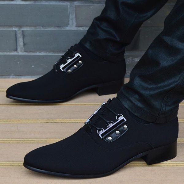 

dress shoes men leather breathable lace up business black korea pointed toe flat wedding