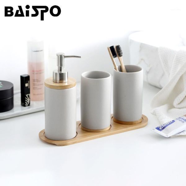 

bath accessory set baispo ceramic bathroom accessories home washing tools soap dispenser/toothbrush holder/tumbler for kitchen1