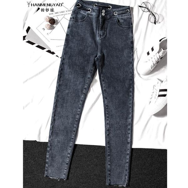 

high waist jeans for women casual stretch female pencil jeans lady vintage denim pants slim elastic skinny trousers spring 8206a, Blue