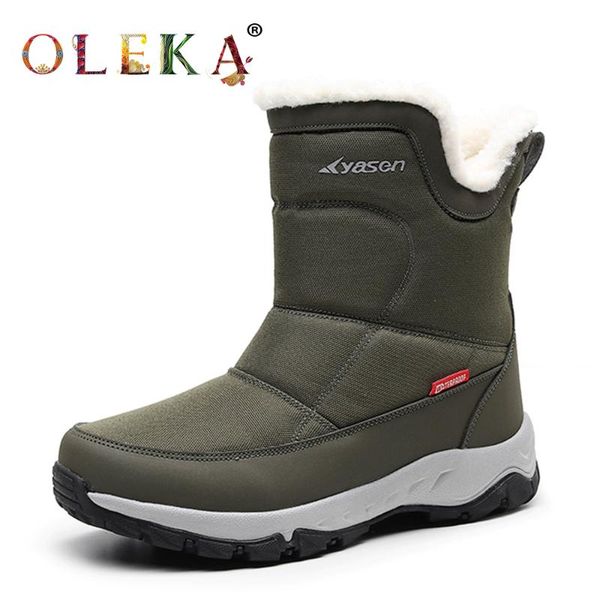 

boots oleka mid-calf winter platform totem round toe women retro style snow warm faux wool as280, Black