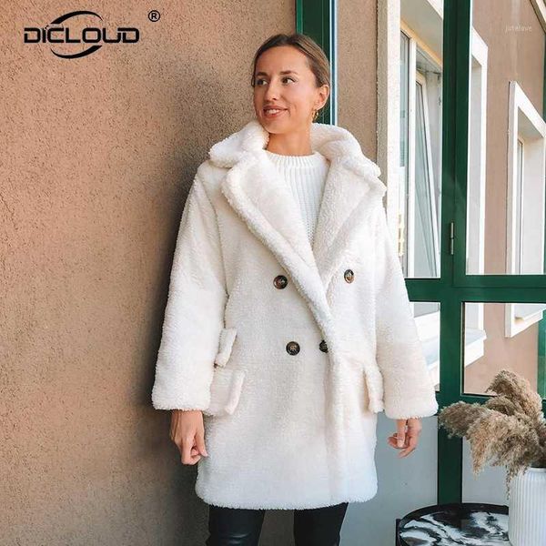 

brand fashion chic teddy bear jackets coats women winter 2020 stylish long faux fur coat female thick warm lambs wool fur jacket1, Black