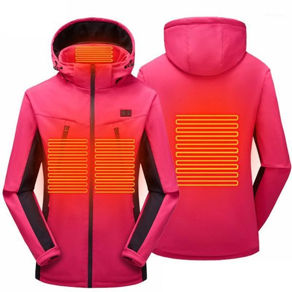 

paratago outdoor winter electric heating jacket usb charge women heated jackets heat skiing hiking clothes dropshipping p9152w1, Blue;black