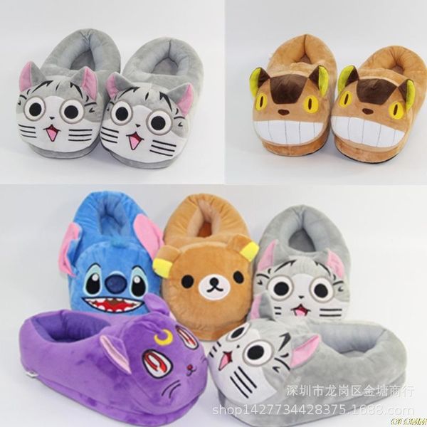 

dropshipping totoro cute cat cartoon animal women/men couples home slipper for indoor house bedroom flats warm winter shoes, Black