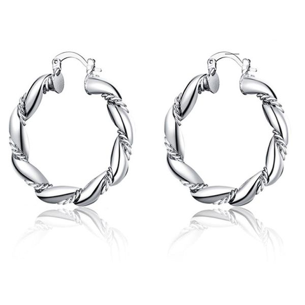 

charm dress up girl silver jewelry hoop earring european style creative twisted rope round for women exquisite git present, Golden