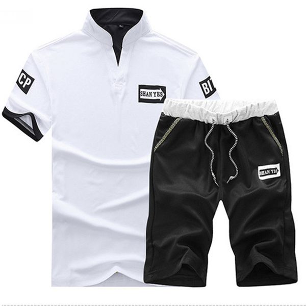 

tracksuit male 2020 men clothing sportswear set fitness summer print men shorts + t shirt men's suit 2 pieces sets plus size 4xl 1022, Gray