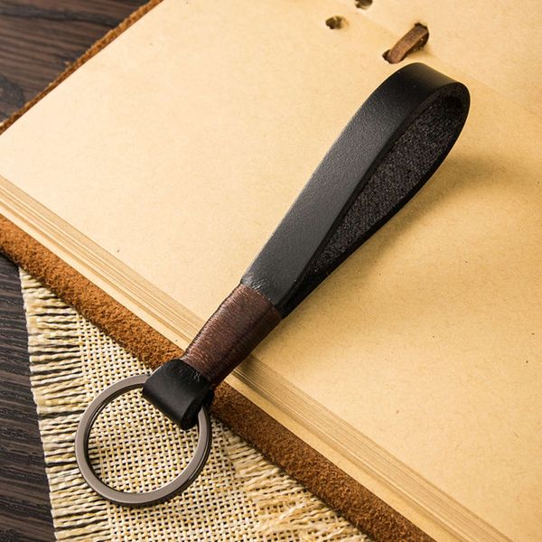 

simple leather handmade pendant creative personalized car key chain ring for men and women, Silver