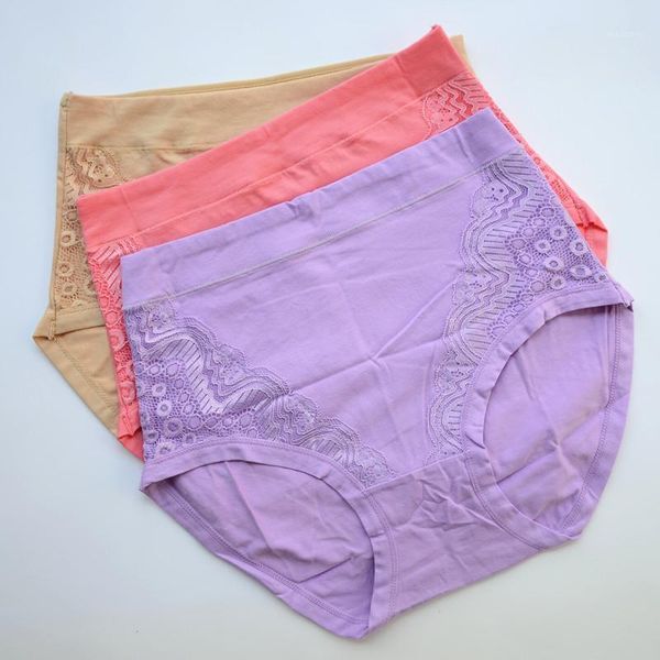 

big size xl-6xl fit for weight 45-100kg high waist women's cotton panties seamless lace briefs underpants underwears 66341, Black;pink