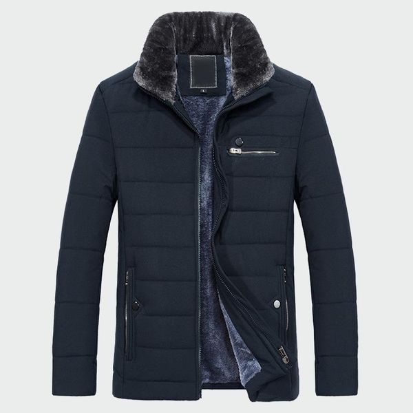 

fur collar 2019 overcoat style jackets men's clothing coat fleece thick fashion winter warm long brand new male mens boffi, Black