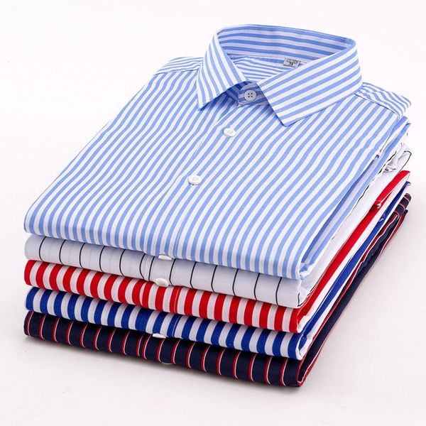 

men's casual shirts 2021 men striped long sleeved mens shirt plus size business man male social dress outwear, White;black