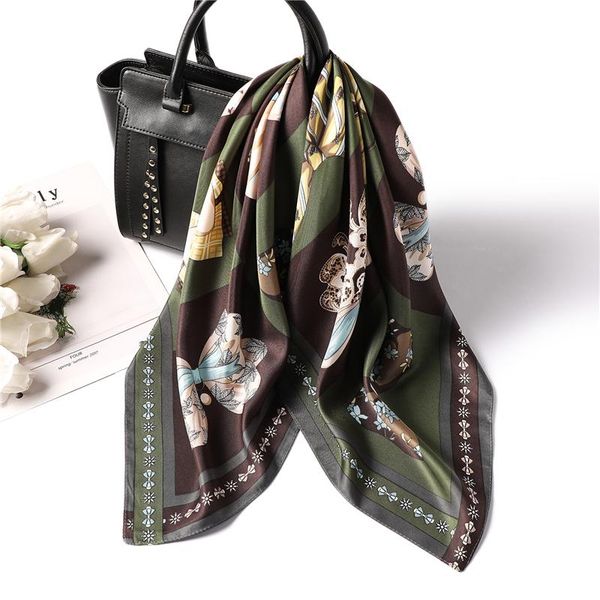 

women silk neck scarf square shawls and wraps print girl hair band accessories foulard small pashmian 2020 spring jlltns bdecoat, Blue;gray