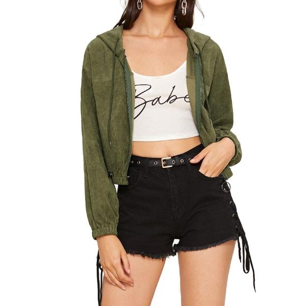 

women's jackets women coat corduroy cardigan solid color long sleeve drawstring hoodie autumn winter jacket zipper pocket decoration, Black;brown