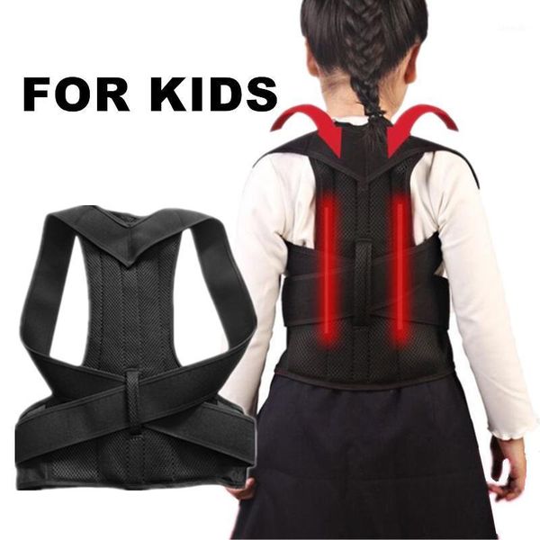 

back support adjustable posture corrector shoulder belt brace rectify straighten pain relief for kids teens thoracic kyphosis1, Black;blue