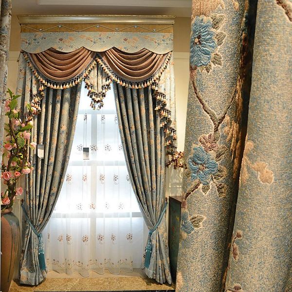 

Curtains Tulle for Living Room Dining Bedroom Valance Luxury European Style Thickening Shading Modern Window Mantle Villa
