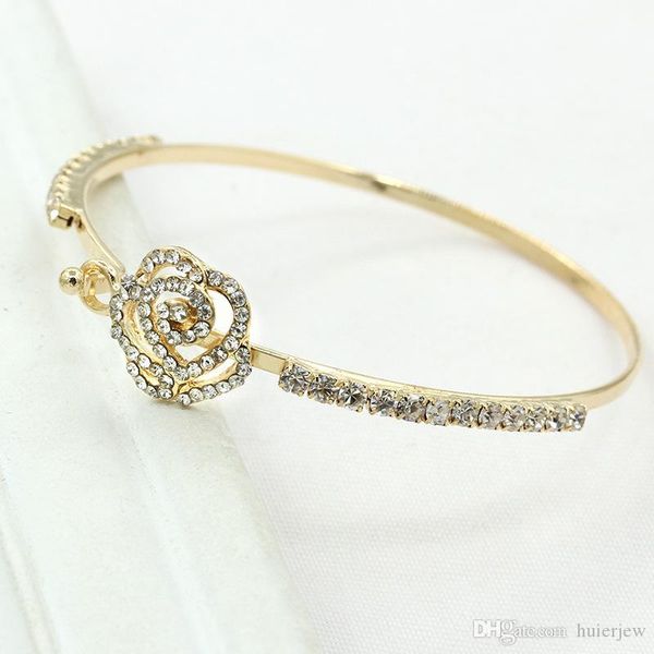 

charm bracelets blanks charming rose gold rhinestone fox pendant opening cuff bracelets bangles, Golden;silver
