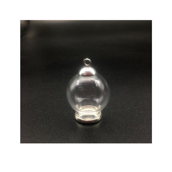 

10set empty 20*12mm hollow glass globe with setting base beads cap set orb wishing vials pendant glass bottle jewelry jllgrz, Black