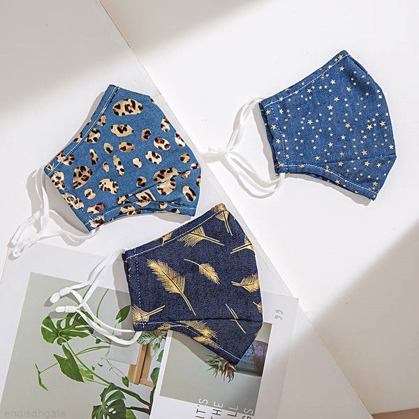 

design fashion cotton face mask anti-dust anti-haze washable denim ears anti-smog breathable three-dimensional reusable face mask