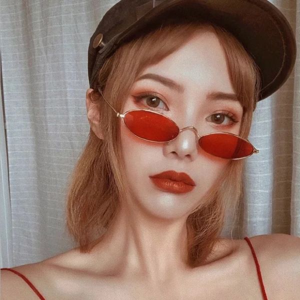 

metal new ocean small frame film oval sunglasses, all-match trendy street fashion glasses5