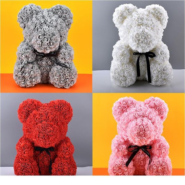 

6pcs 40cm bear of roses artificial flowers home wedding festival diy wedding decoration gift box wreat wmtstp