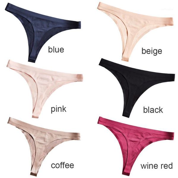 

women's seamless g-string thongs traceless briefs ice silk smooth underwear low waist panties /l/xl/xxl/xxxl1, Black;pink