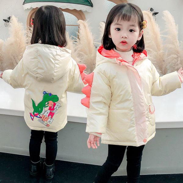 

children's down winter 2020 new korean version thickened baby's foreign fashion medium and long dinosaur cotton padded jacket for, Blue;gray