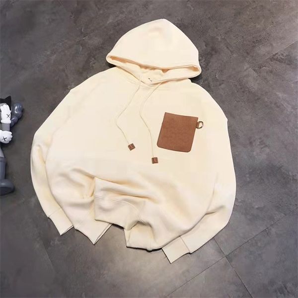

warehouse clothing fashion + winter couple style college style leather embroidery patch plush hoodie for men and women sale online_fvip, Black