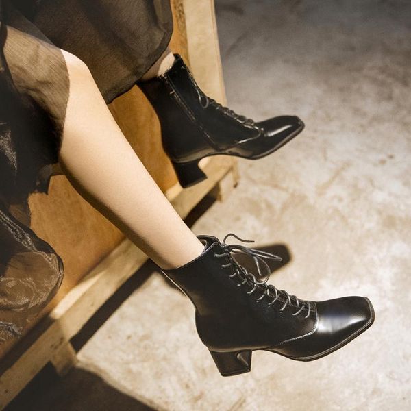 

the autumn/winter boots genuine leather women's fashion locomotive female size 34-40, Black