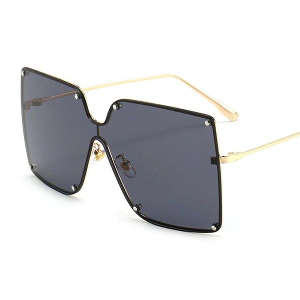 

sunglasses brand fashion frameless oversized 2021 designer women metal big shades brown gradient sun glasses uv400 fml, White;black
