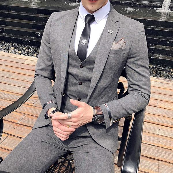 

summer british wind thin casual business suit men's suit youth korean slim handsome student three-piece1, White;black