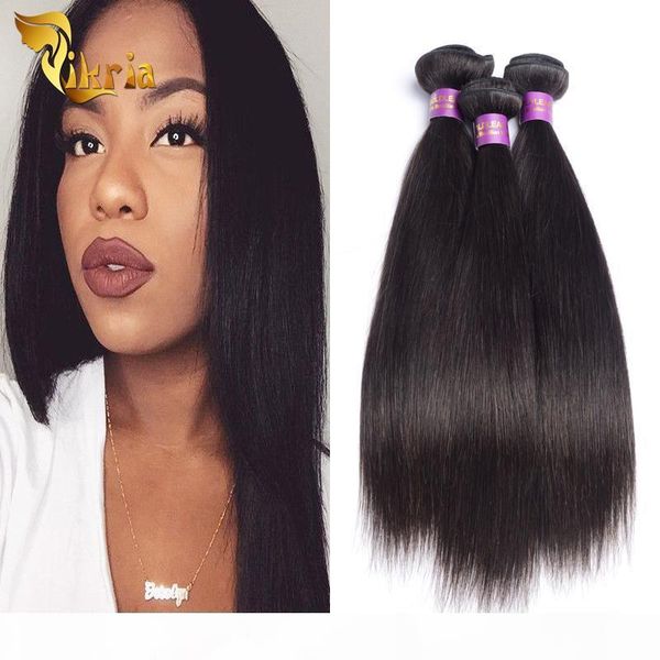 

indian malaysian peruvian natural straight human hair 3pcs lot hair bundles natural color brazilian virgin human hair wefts fast shipping, Black