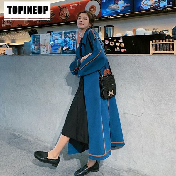 

spring new women's elegant fashion solid color lapel loose new style super trench coat1, Tan;black