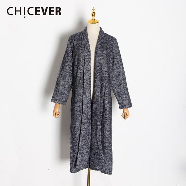 

women's trench coats chicever vintage casual windbreaker for women v neck long sleeve oversize loose female 2021 autumn clothes fashion, Tan;black