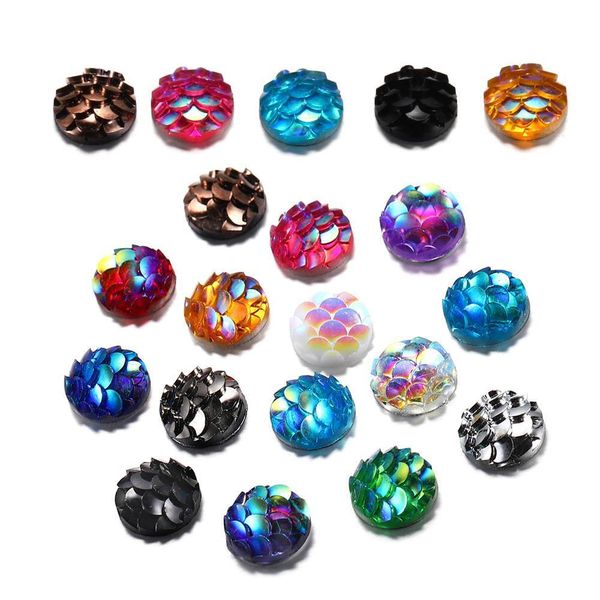 

50pcs 8mm fish scale cabochons flat back mermaid resin cabochon for diy jewelry making finding supplies accessories bracelets q bbyrov, Black