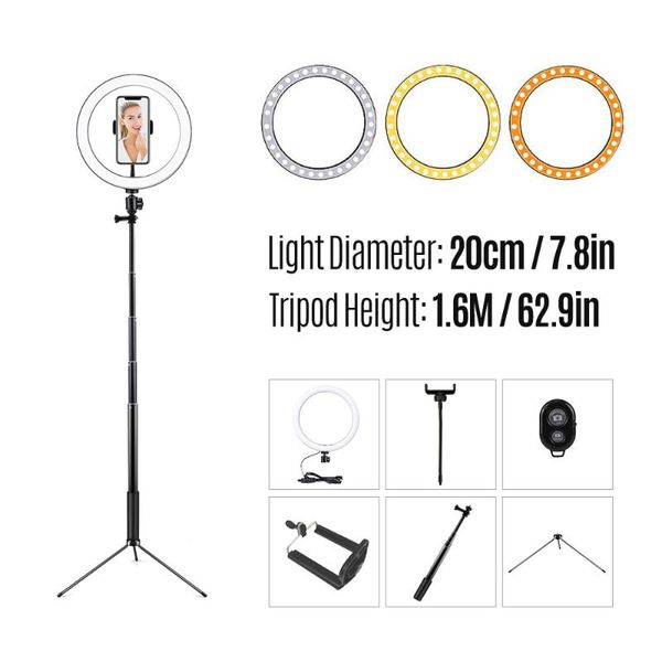 

pgraphy 20/26cm ring light led light for huawei for live stream makeup youtube video tripod remote shutter