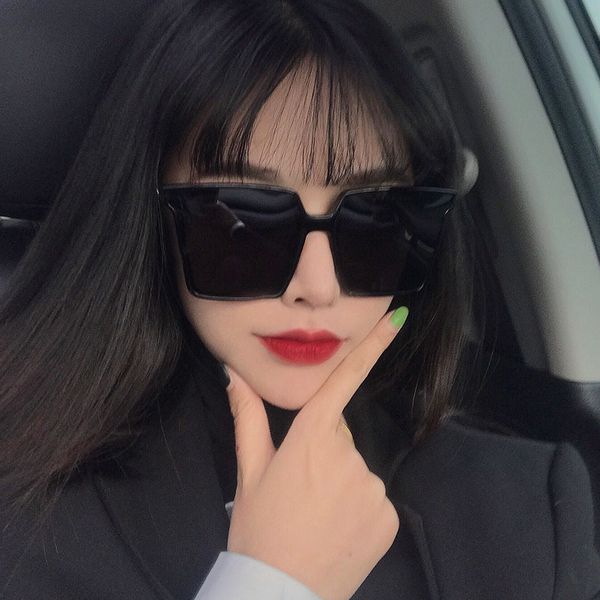 

fashionable oversized square flat screen red men with big face, thin sunshade and anti ultraviolet polarized sunglasses for, White;black