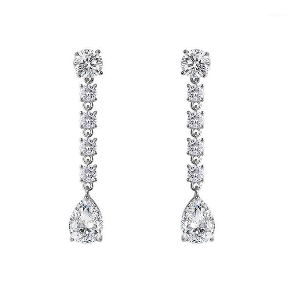 

dangle & chandelier weimanjingdian arrival teardrop cubic zirconia cz zircon crystal long drop earrings for women or wedding bridal earring1, Silver