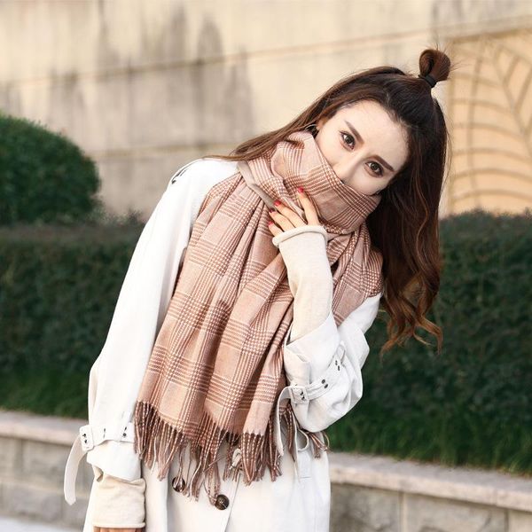 

scarf new cashmere-like stole wool scarves women blanket winter warm female poncho cape fashion lady shawls all-match, Blue;gray