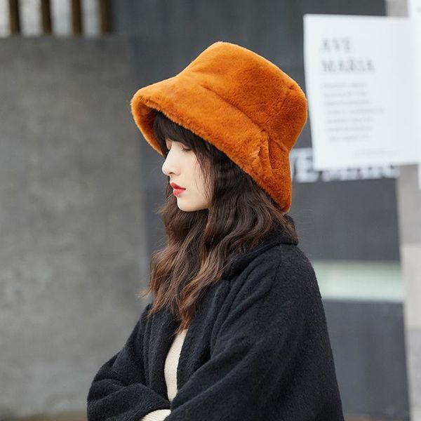 Geniş Memlu Şapkalar Kadın Kova Şapkası Balıkçı Caps Leisure Peluş Sıcak Sonbahar ve Kış Sokağı Açık Mekan Kişilik1