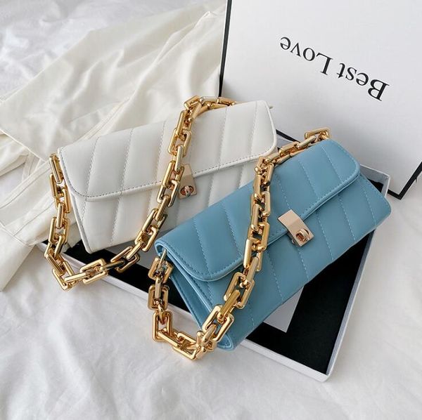 

thick chain handbags purse women underarm bag senior lady flap shoulder bags temperament goddess bag