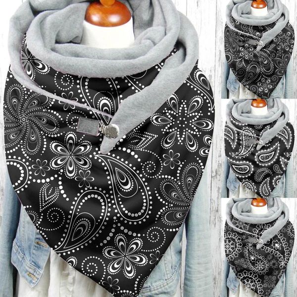 

fashion winter women paisley print button soft wrap casual warm scarves shawls spring neck bandana hijabs stoles, Blue;gray